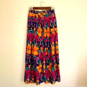 Woolrich Pleated Floral Button Down Maxi Skirt